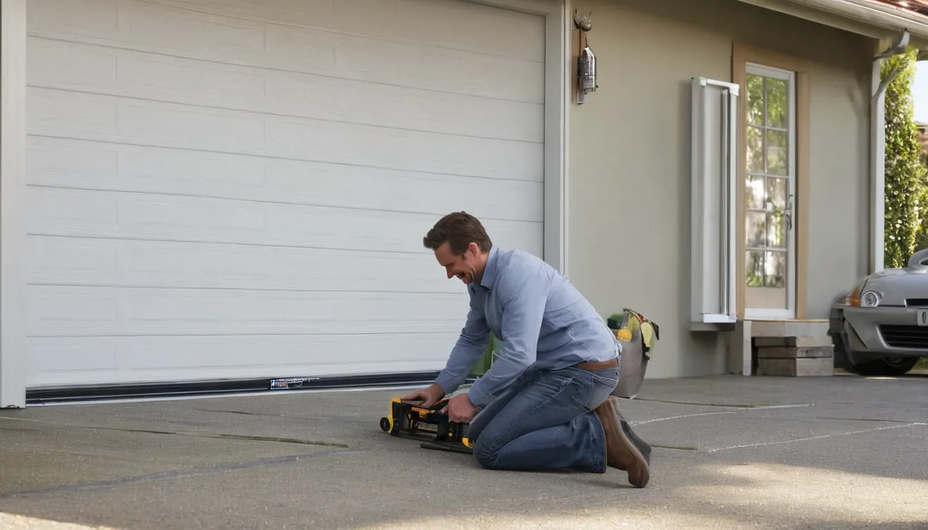 A provider checking garage door tracks for a homeowner in the Chester Heights area
